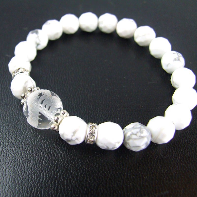 水晶龍彫り ハウライト 一粒パワーストーンブレスレット｜白崎八幡宮