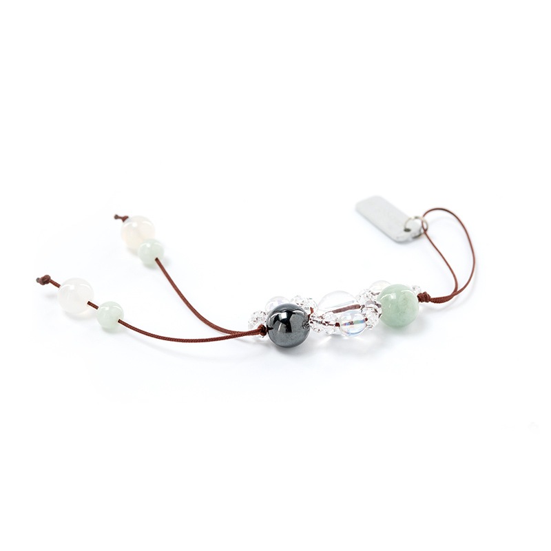 無病息災・延命長寿 パワーストーン三連ストラップ 翡翠&ヘマタイト