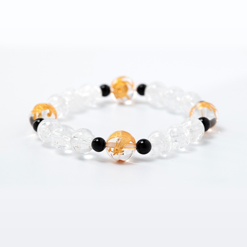 ブレスレット【クラック水晶】□メンズ□四神水晶金彫り□｜白崎八幡宮