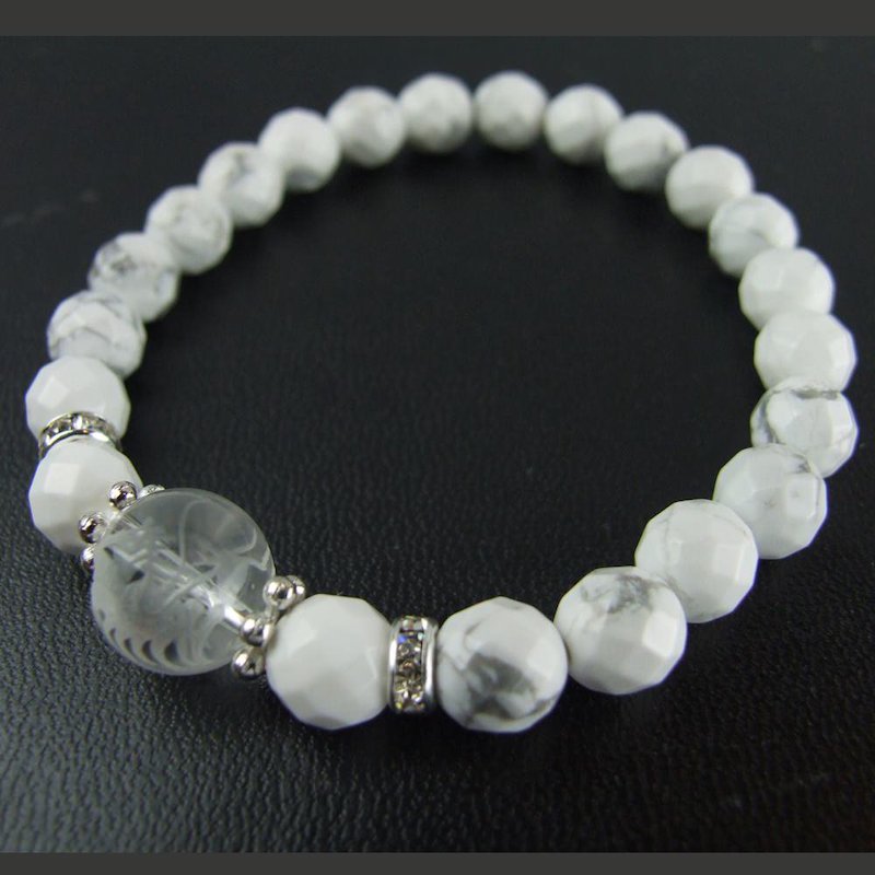 水晶龍彫り ハウライト 一粒パワーストーンブレスレット｜白崎八幡宮