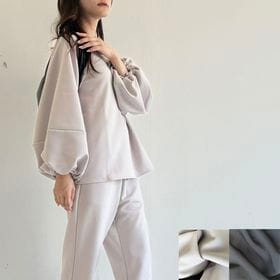 2重織ストレッチジャージ＿ボリューム袖プルオーバー【セットアップ対応】