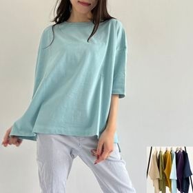 USAコットン　ワイドシルエット裾スリット プルオーバー