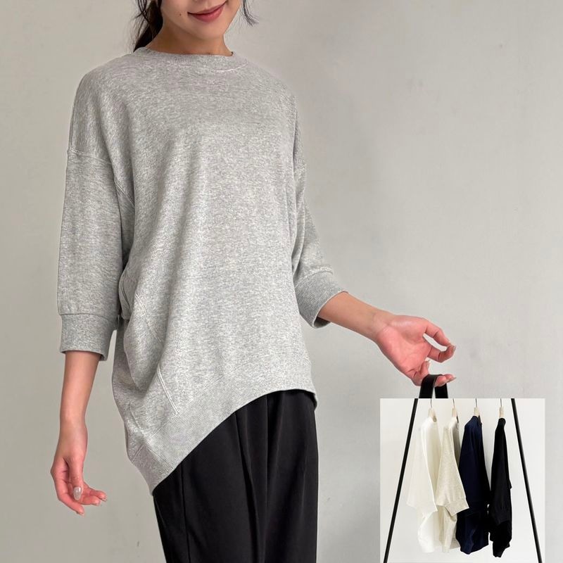 ガーゼフレンチテリービッグシルエット7分袖トレーナー