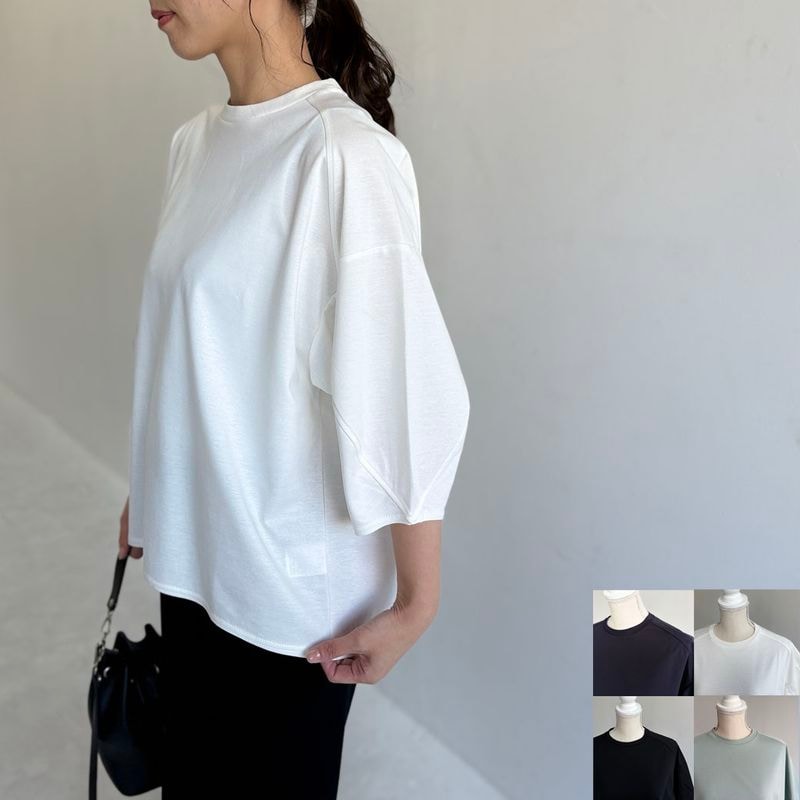 コットンポンチ＿ランタンスリーブ＿カットソーブラウス