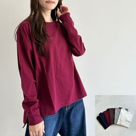 USAコットン　ワイドシルエット長袖 裾スリット プルオーバー