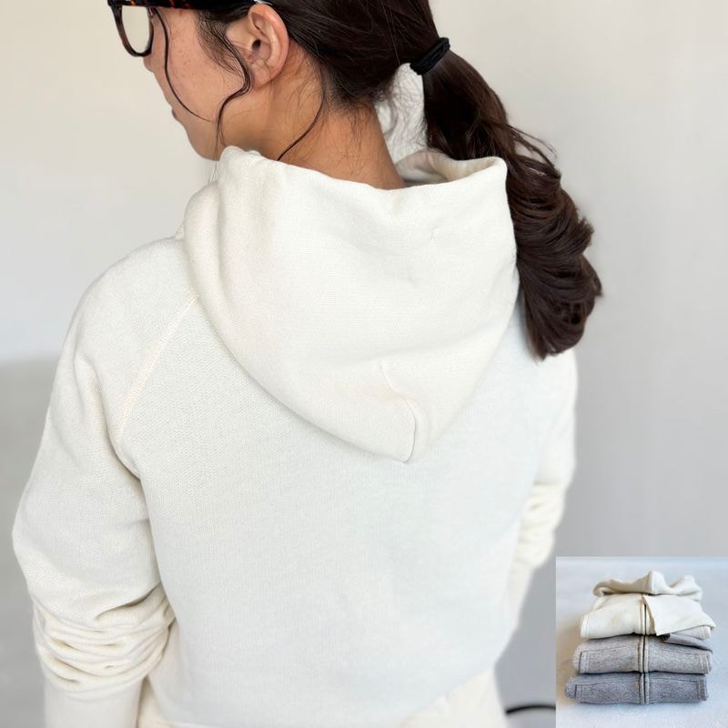 French Terry リヨセル混 ショートレングス Wジップアップパーカー