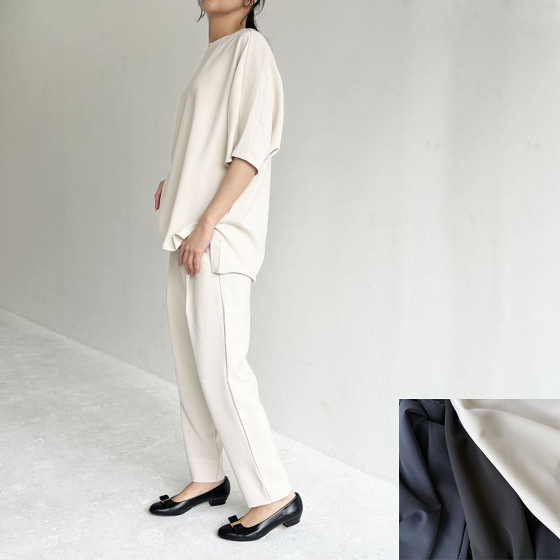 ダブルクロスセットアップ＿裾スリットプルオーバー&テイパードパンツ