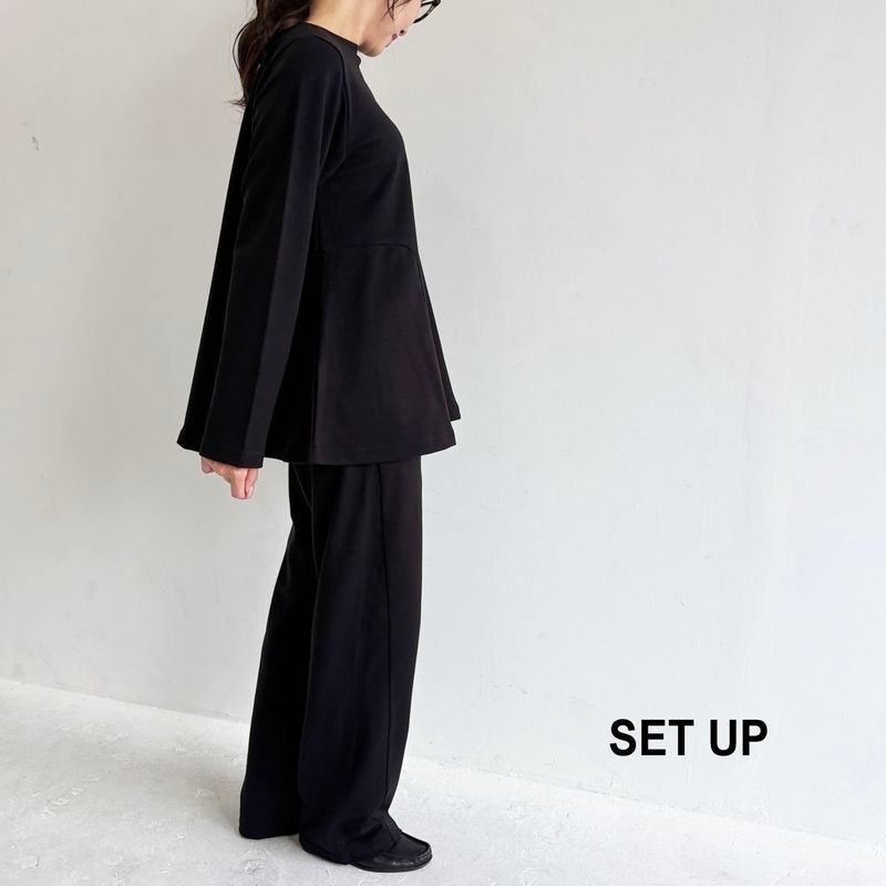 ストレッチポンチ＿【セットアップ】ペプラムヘムプルオーバー＆ストレートパンツ