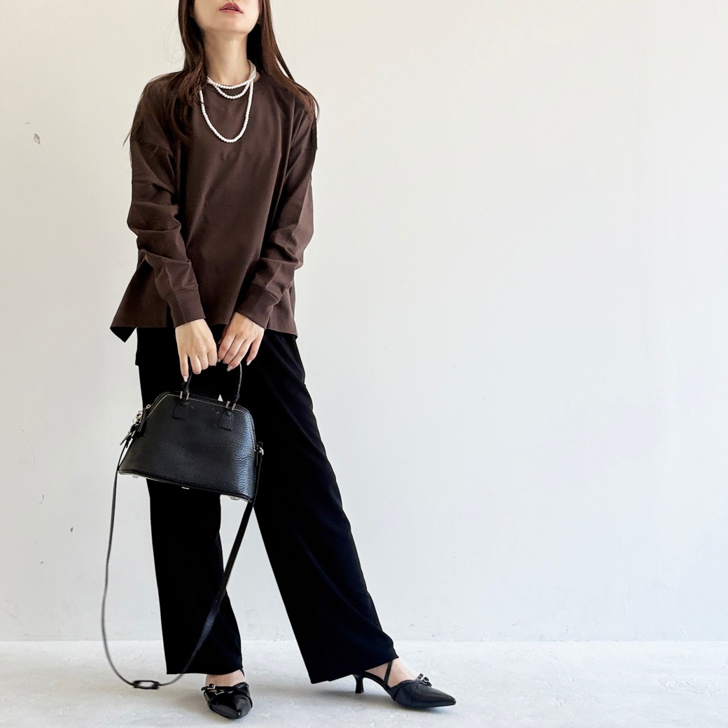 USAコットン　ワイドシルエット長袖 裾スリット プルオーバー