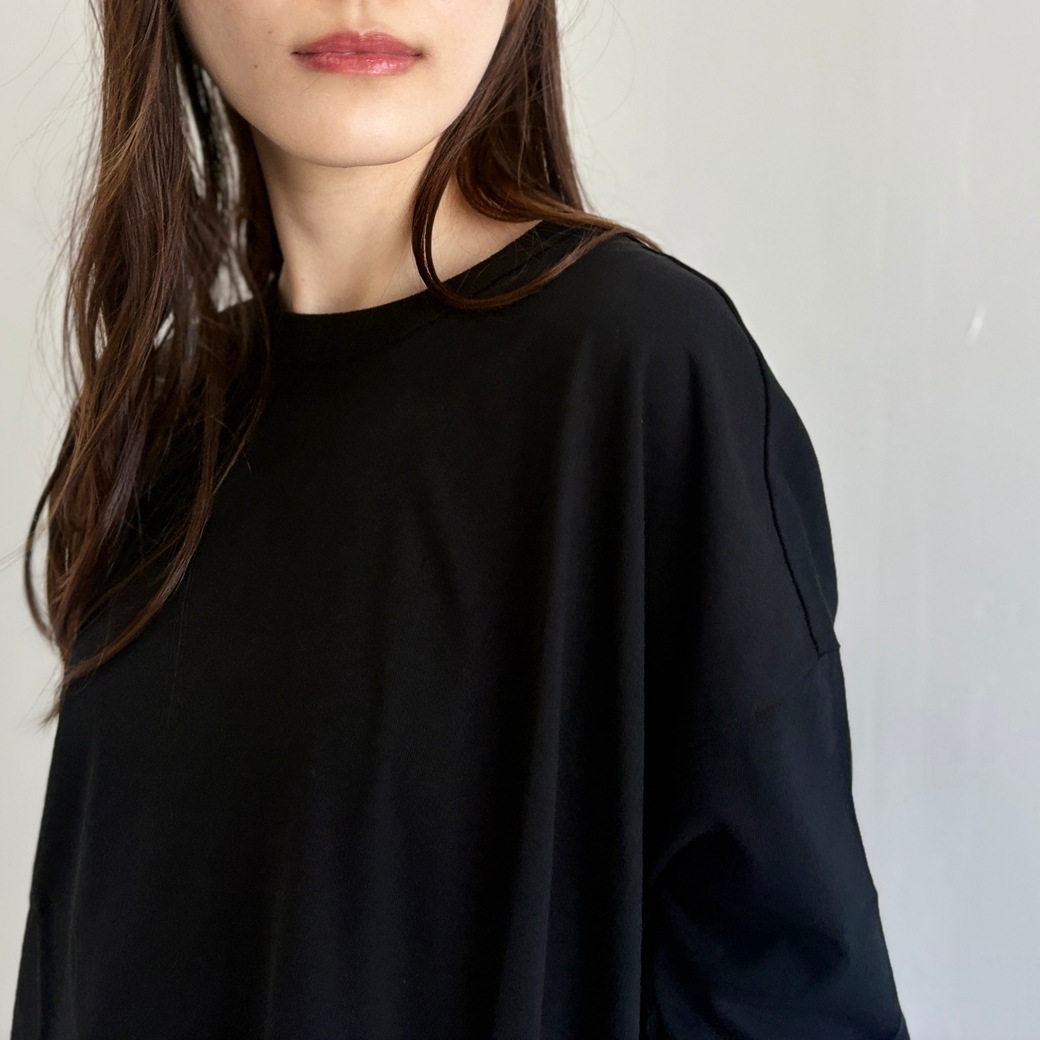 USAコットン　ワイドシルエット長袖 裾スリット プルオーバー