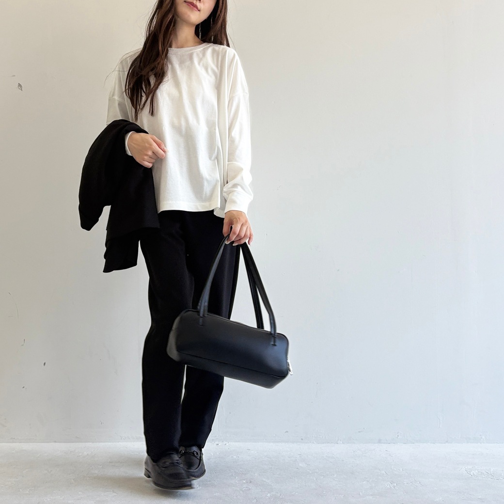 USAコットン　ワイドシルエット長袖 裾スリット プルオーバー