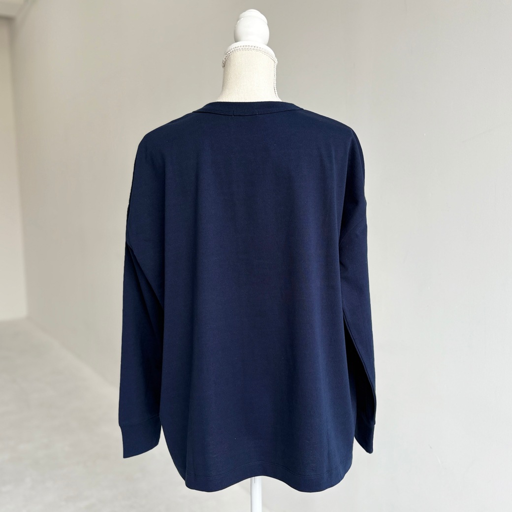 USAコットン　ワイドシルエット長袖 裾スリット プルオーバー