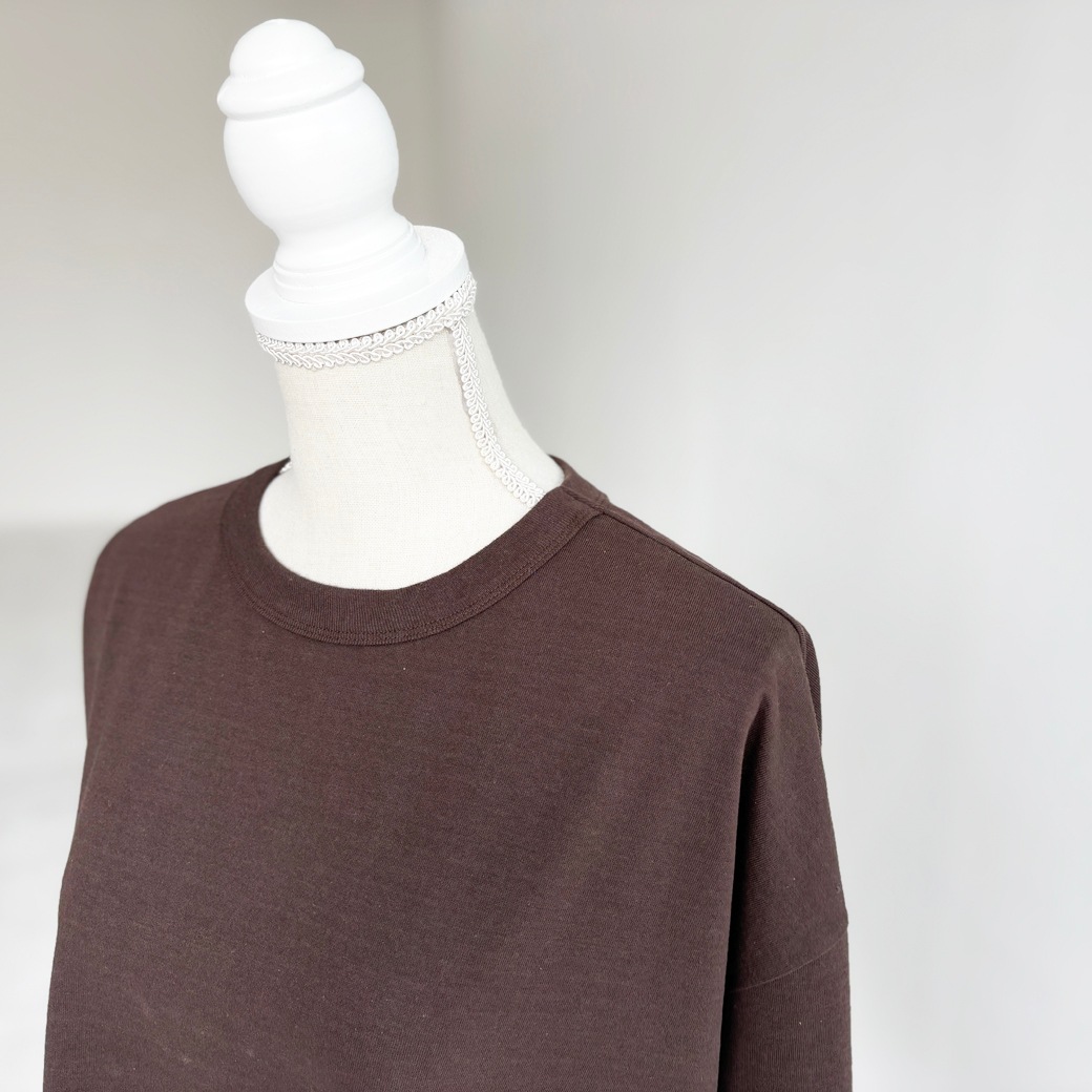 USAコットン　ワイドシルエット長袖 裾スリット プルオーバー