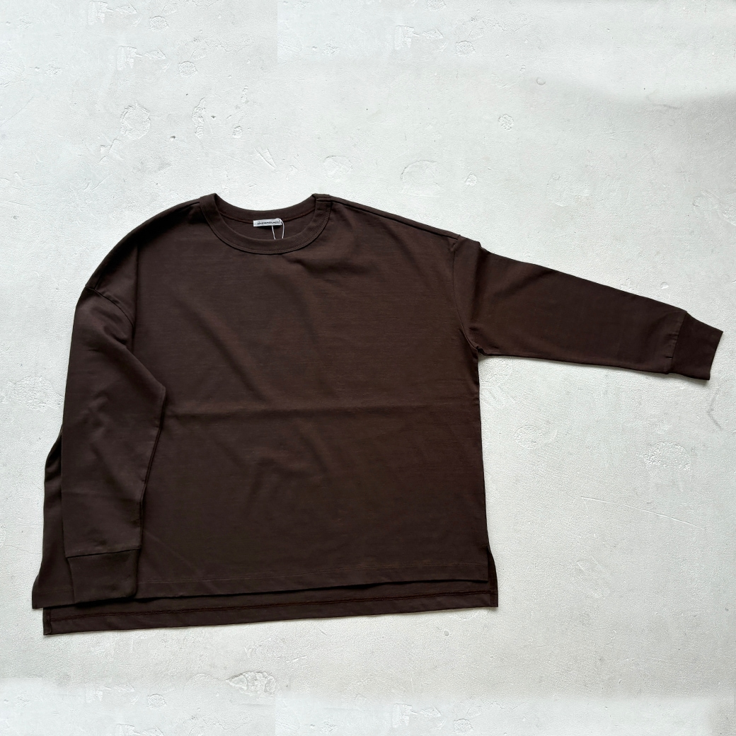 USAコットン　ワイドシルエット長袖 裾スリット プルオーバー