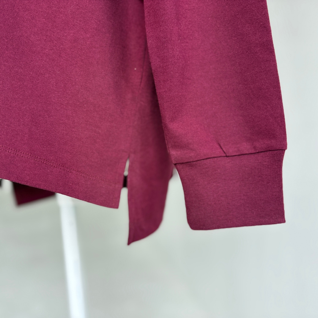 USAコットン　ワイドシルエット長袖 裾スリット プルオーバー