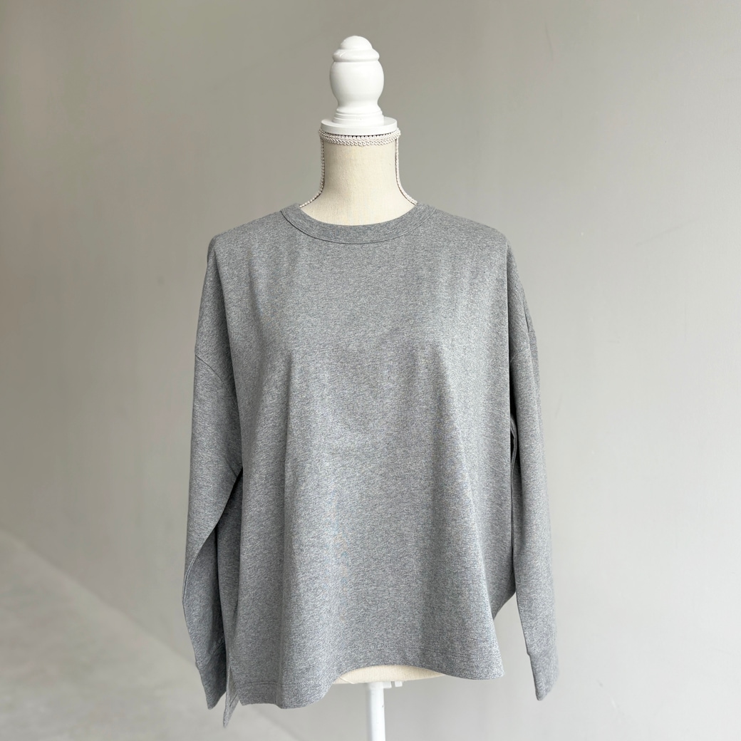 USAコットン　ワイドシルエット長袖 裾スリット プルオーバー