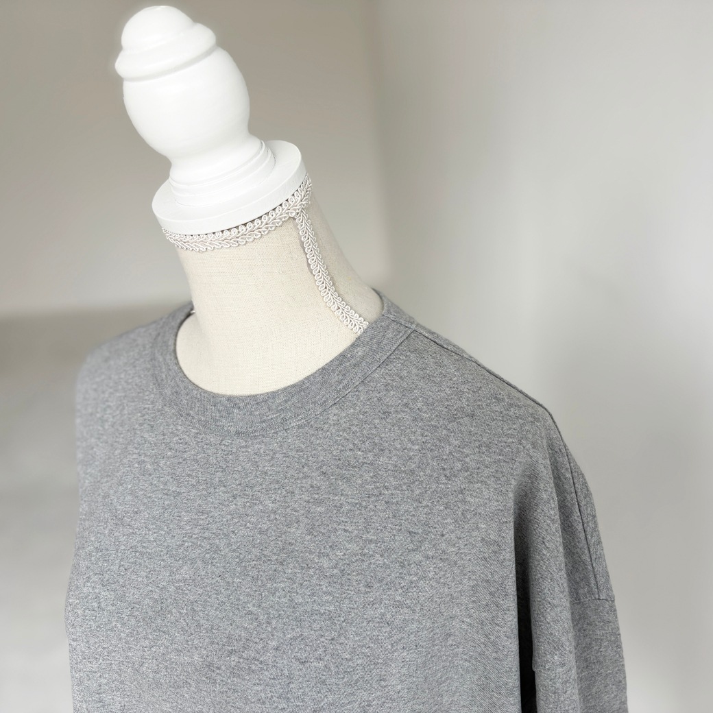 USAコットン　ワイドシルエット長袖 裾スリット プルオーバー