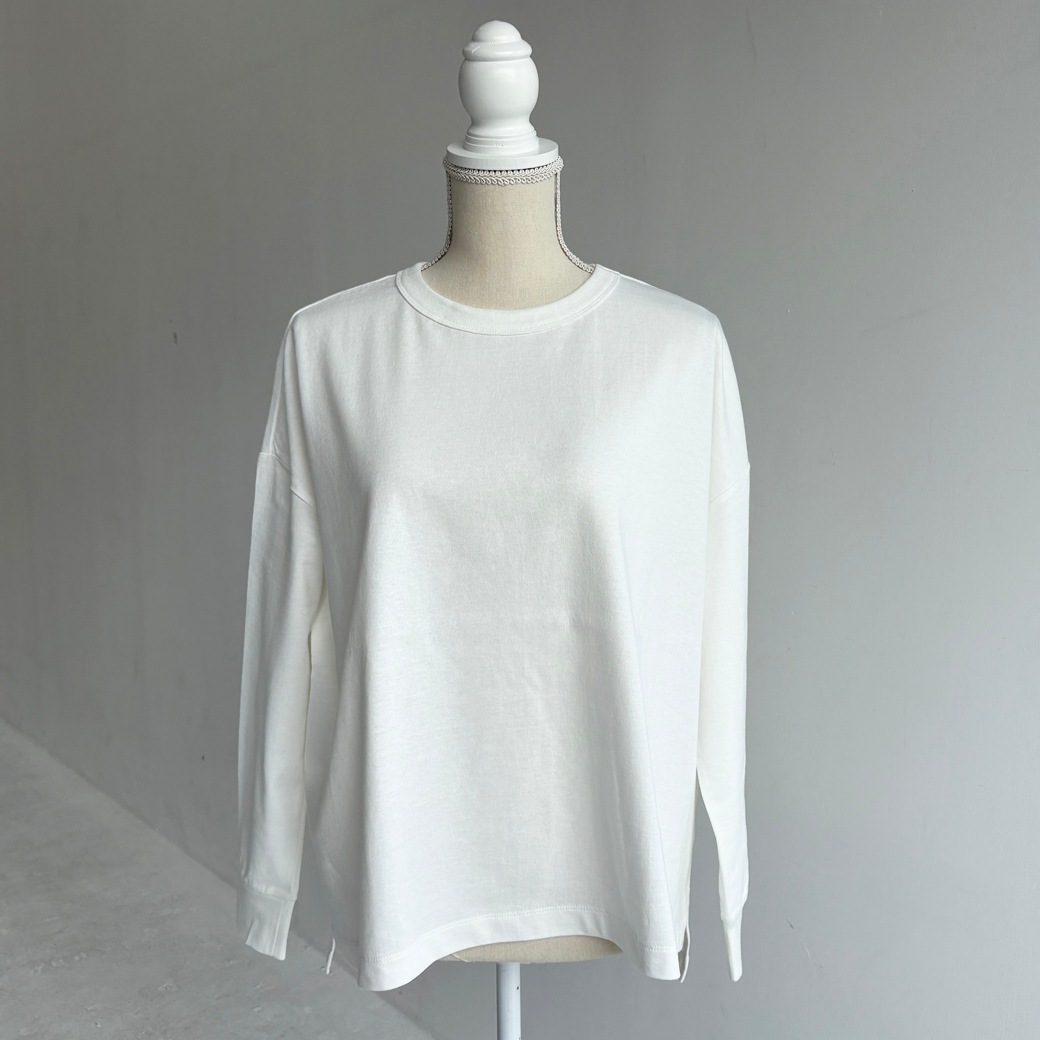 USAコットン　ワイドシルエット長袖 裾スリット プルオーバー