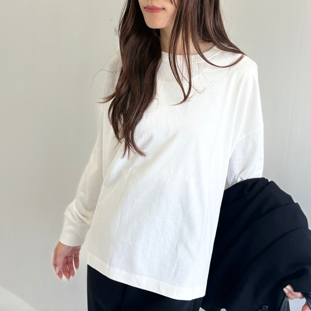 USAコットン　ワイドシルエット長袖 裾スリット プルオーバー