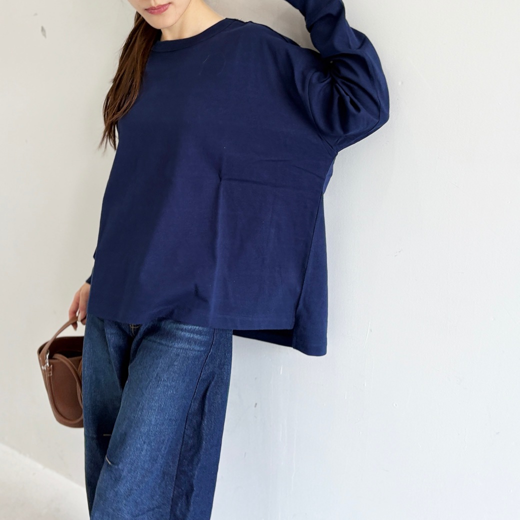 USAコットン　ワイドシルエット長袖 裾スリット プルオーバー