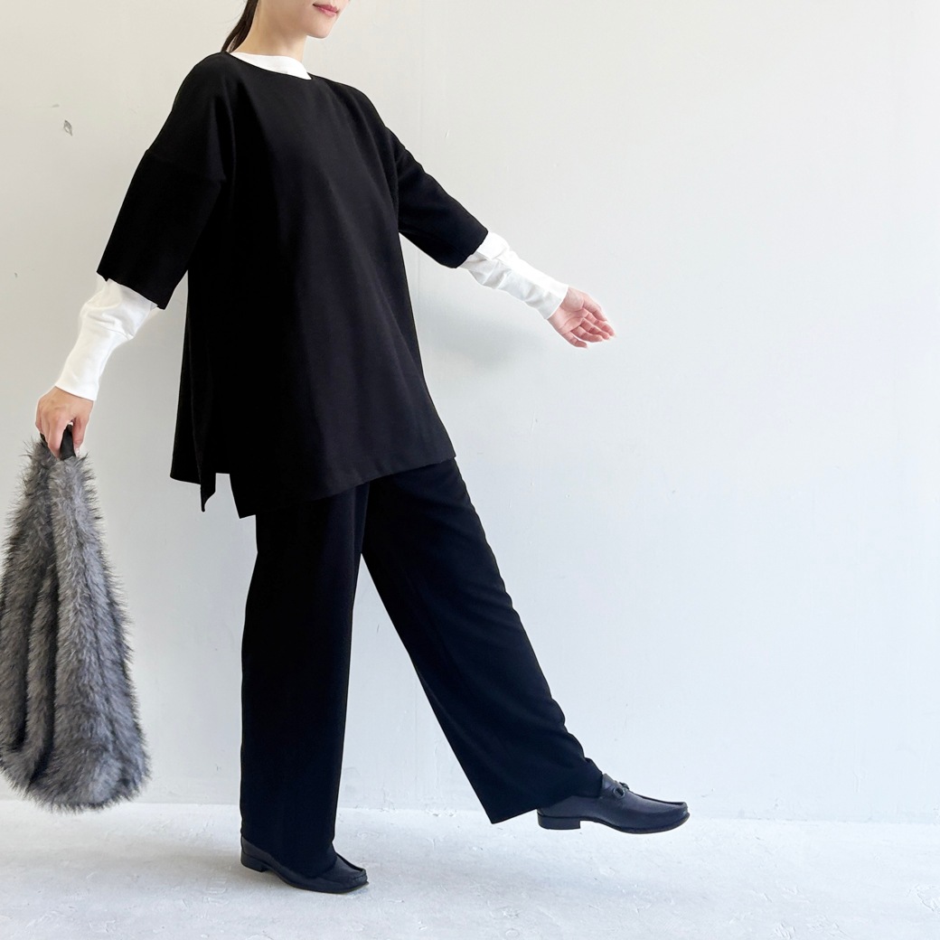 ゼロ-グポンチ＿ウエストゴム&紐ストレートパンツ