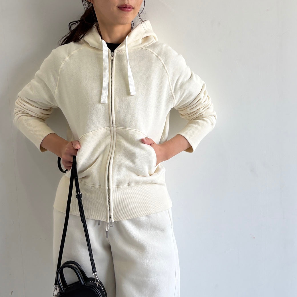 French Terry リヨセル混 ショートレングス Wジップアップパーカー