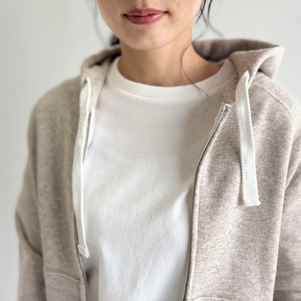 French Terry リヨセル混 ショートレングス Wジップアップパーカー