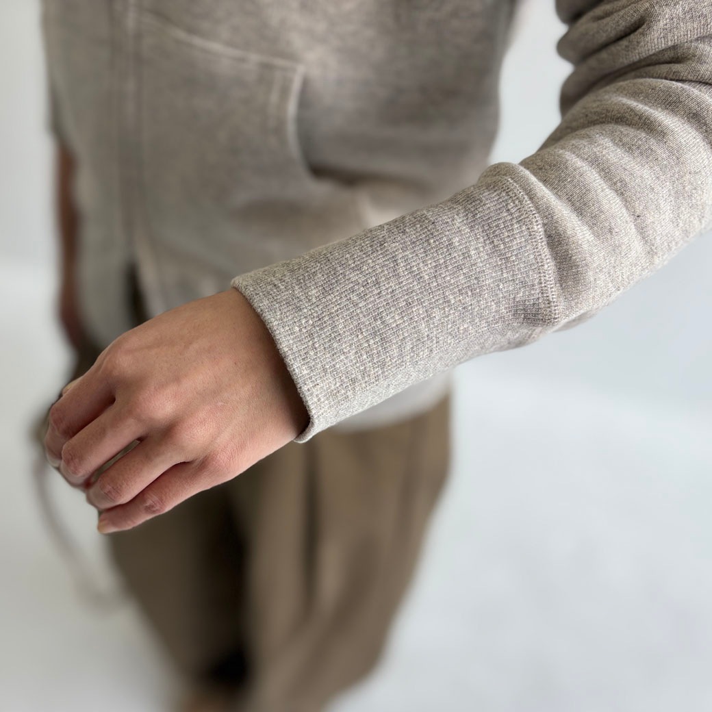 French Terry リヨセル混 ショートレングス Wジップアップパーカー