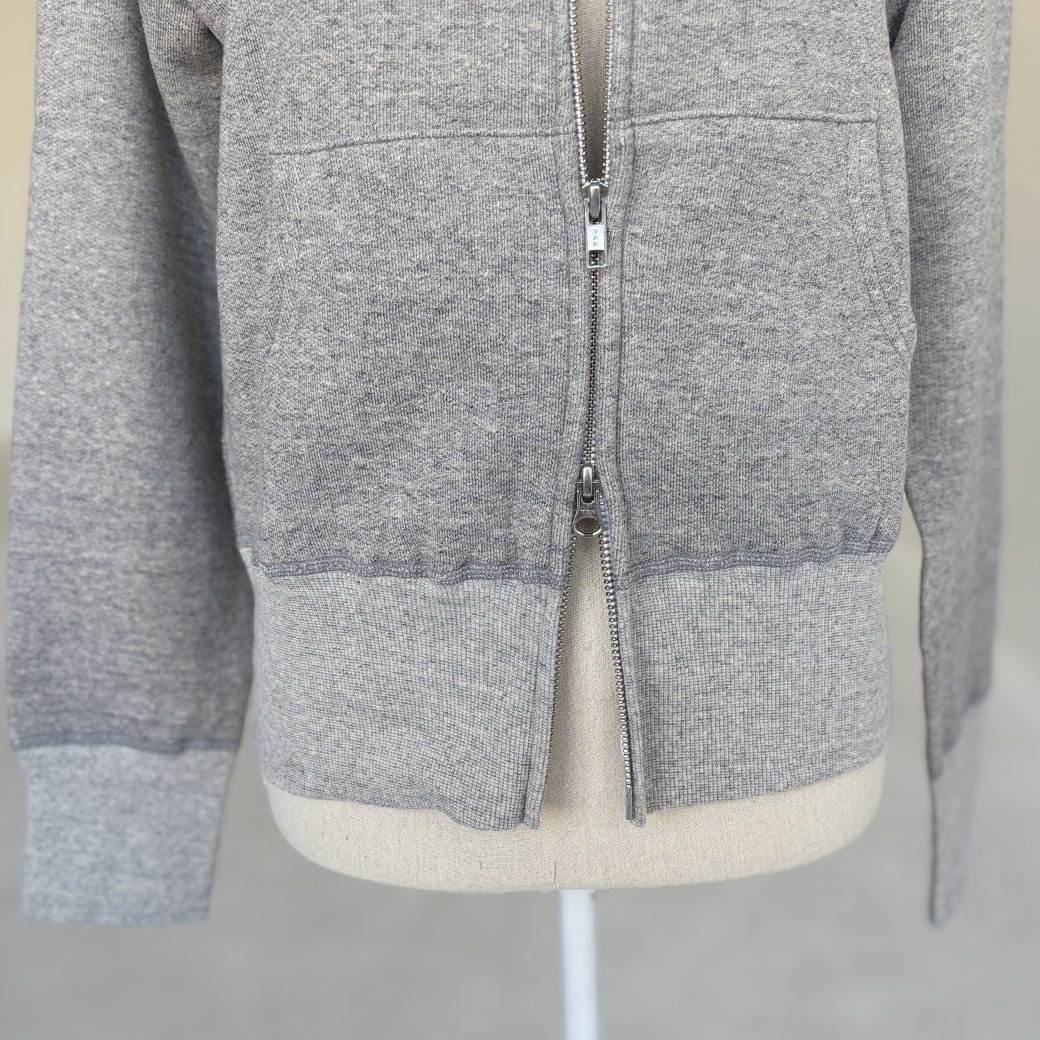 French Terry リヨセル混 ショートレングス Wジップアップパーカー