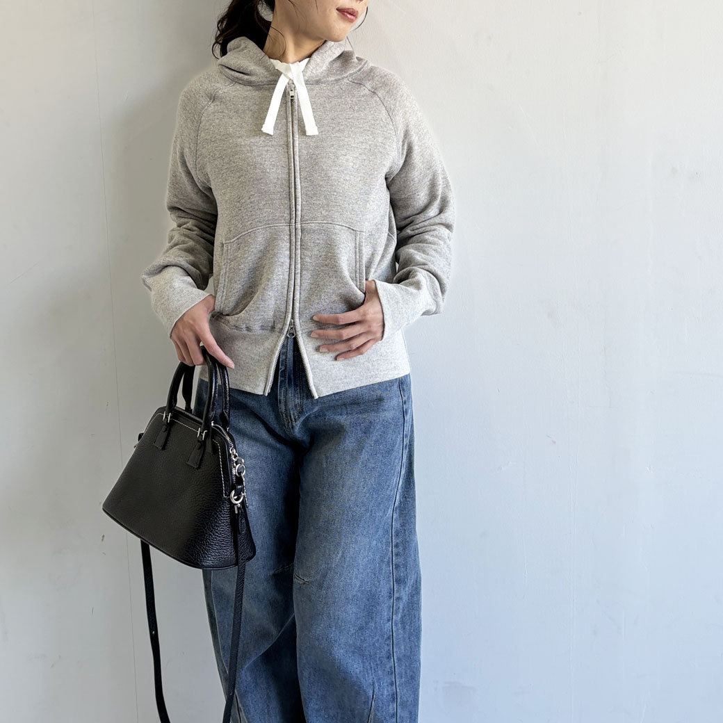 French Terry リヨセル混 ショートレングス Wジップアップパーカー