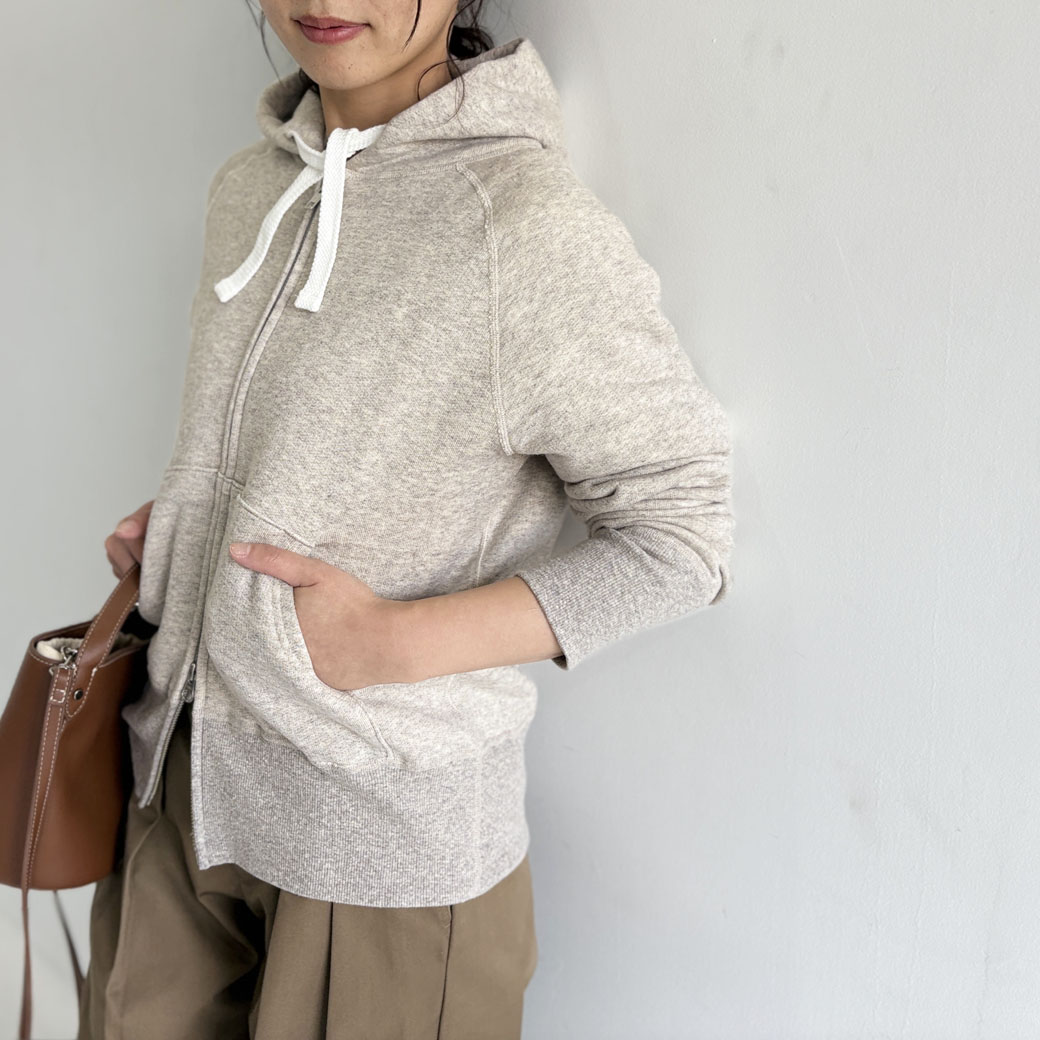 French Terry リヨセル混 ショートレングス Wジップアップパーカー