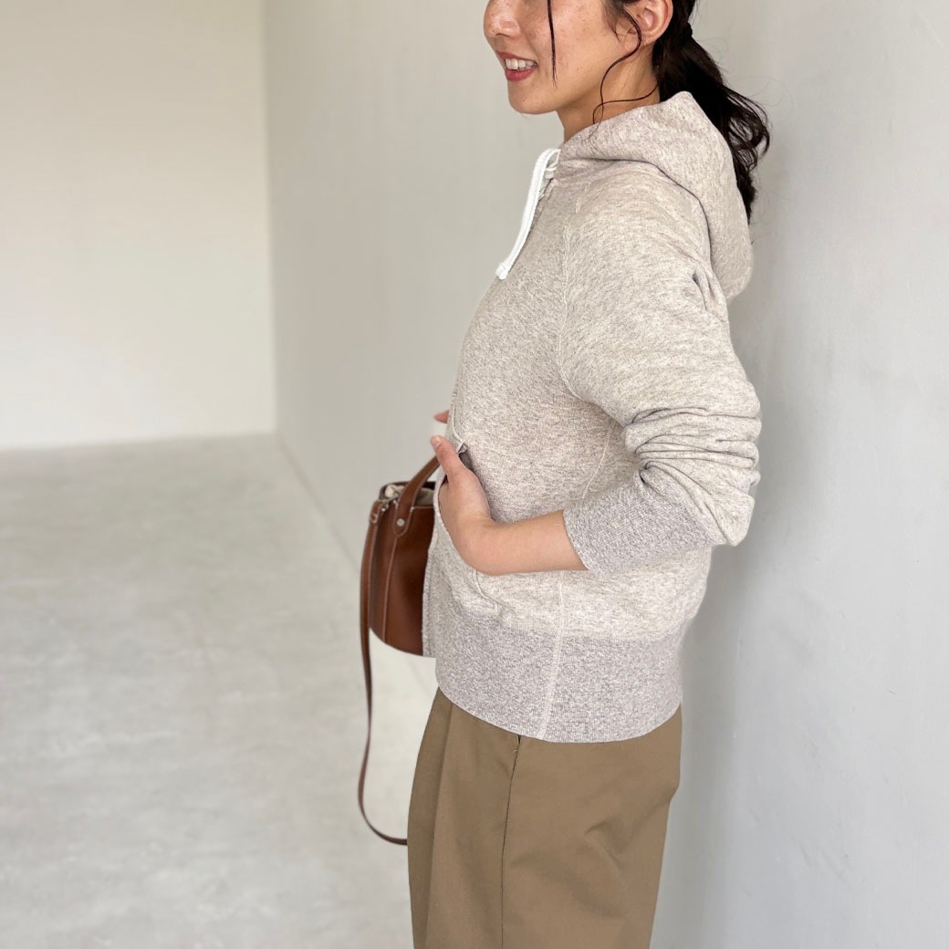 French Terry リヨセル混 ショートレングス Wジップアップパーカー