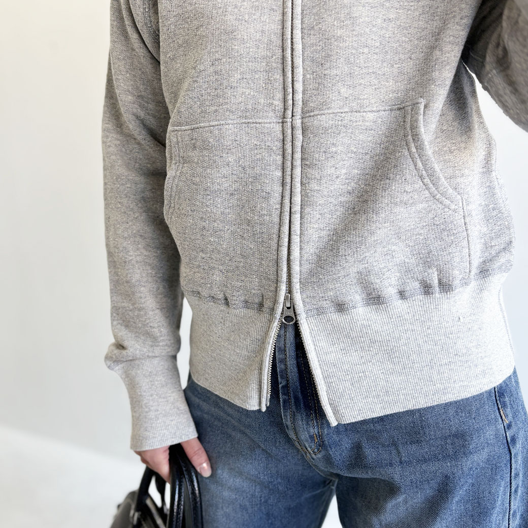 French Terry リヨセル混 ショートレングス Wジップアップパーカー