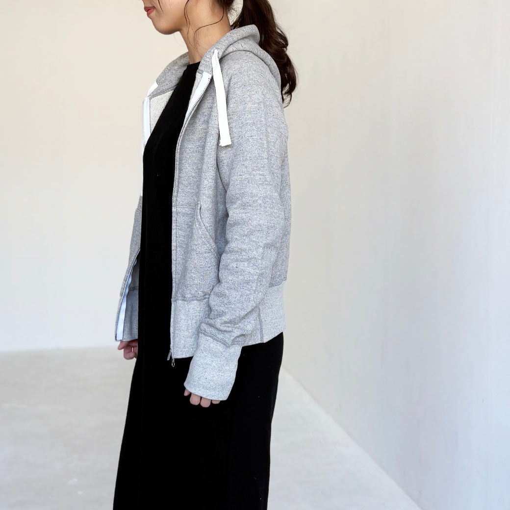 French Terry リヨセル混 ショートレングス Wジップアップパーカー