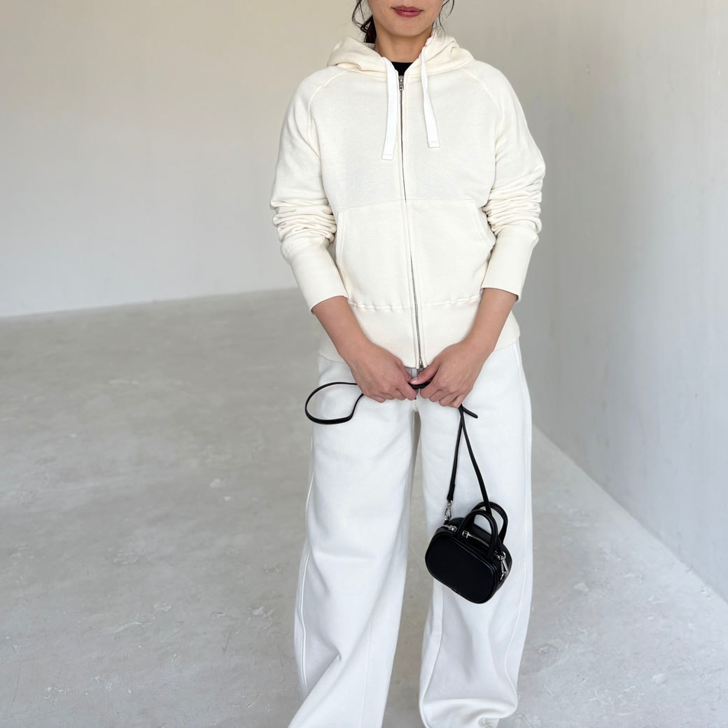 French Terry リヨセル混 ショートレングス Wジップアップパーカー