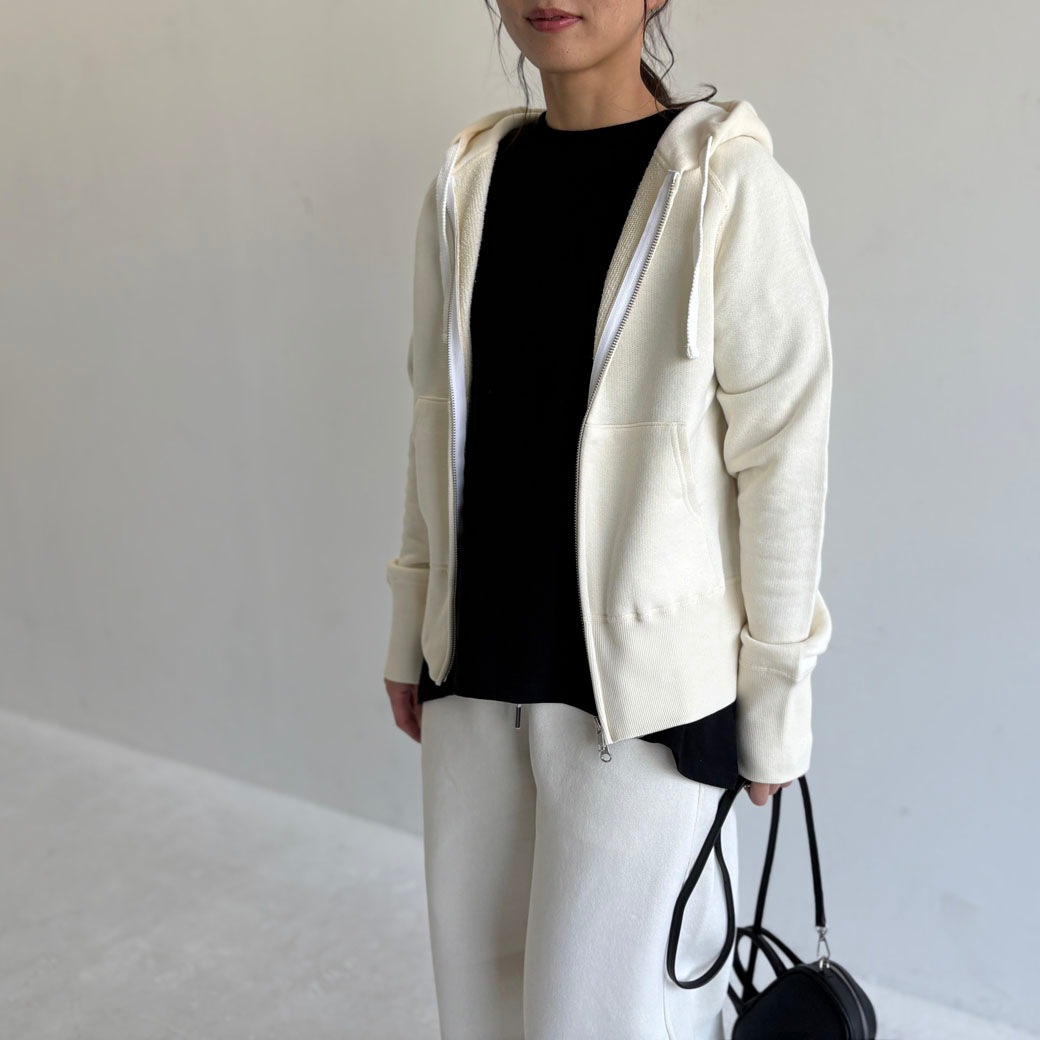 French Terry リヨセル混 ショートレングス Wジップアップパーカー