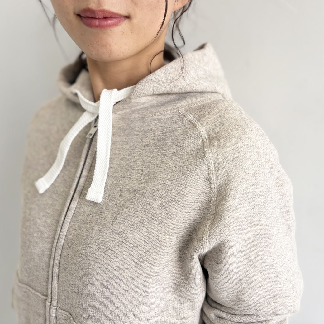 French Terry リヨセル混 ショートレングス Wジップアップパーカー