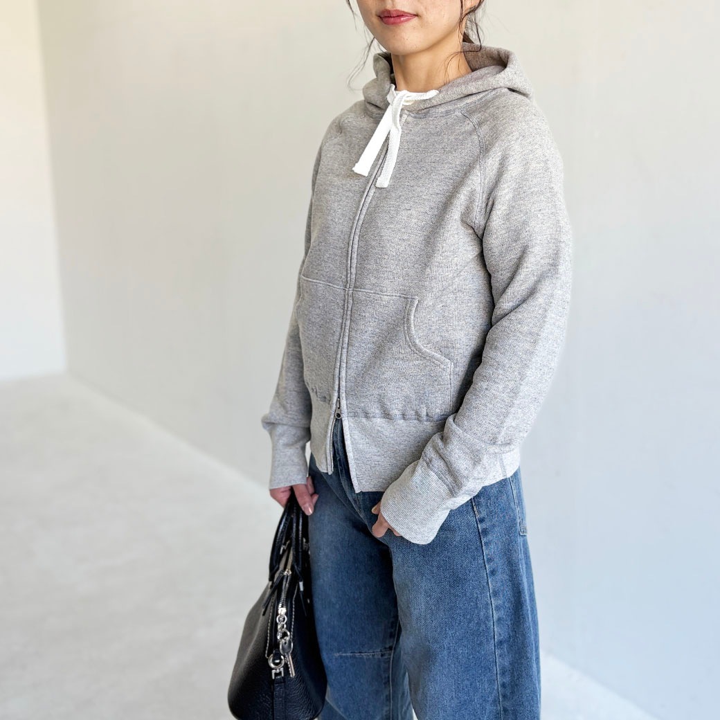 French Terry リヨセル混 ショートレングス Wジップアップパーカー