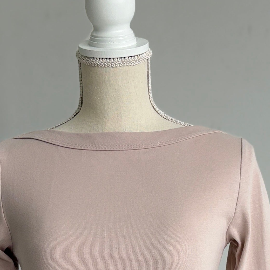 丸胴コットンフライス＿ボートネック7分袖＿Newカラー