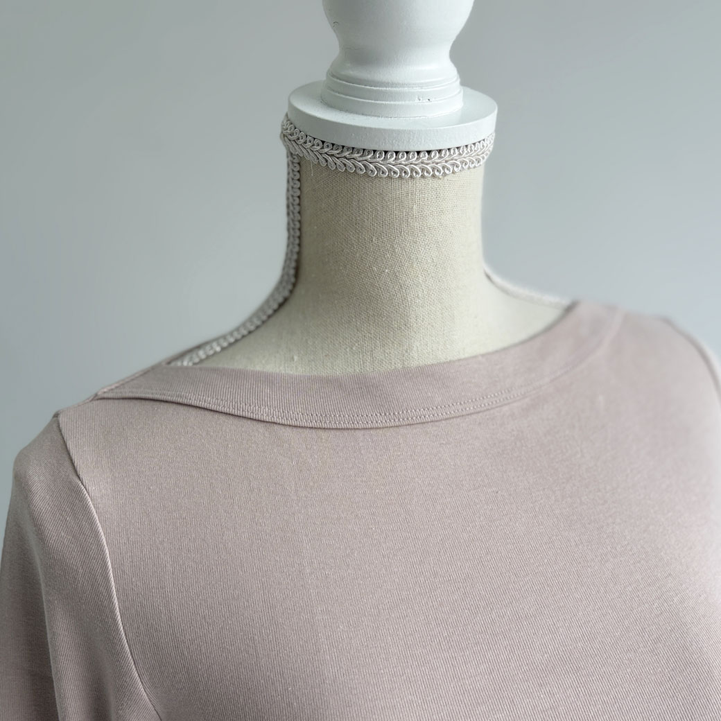 丸胴コットンフライス＿ボートネック7分袖＿Newカラー