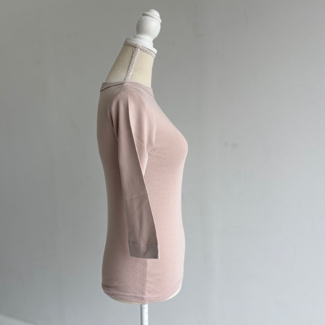 丸胴コットンフライス＿ボートネック7分袖＿Newカラー