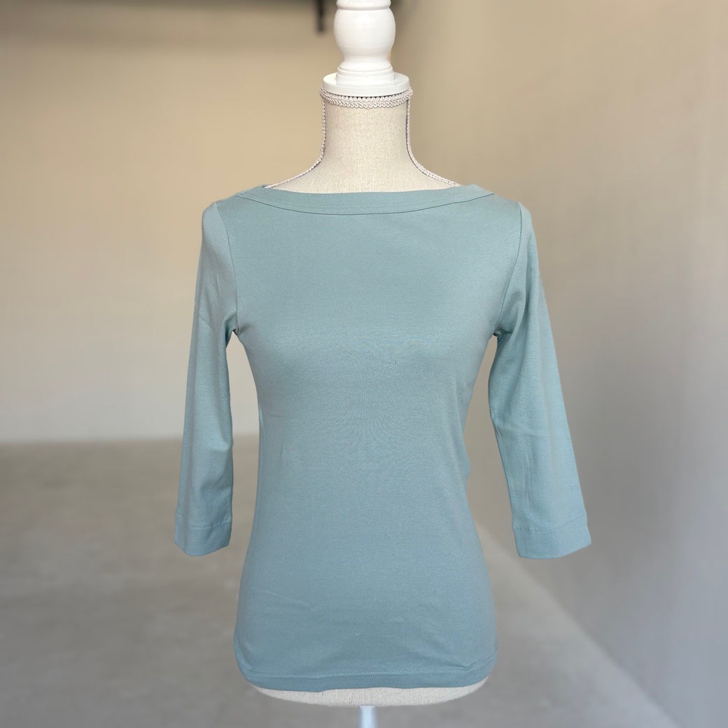 丸胴コットンフライス＿ボートネック7分袖＿Newカラー