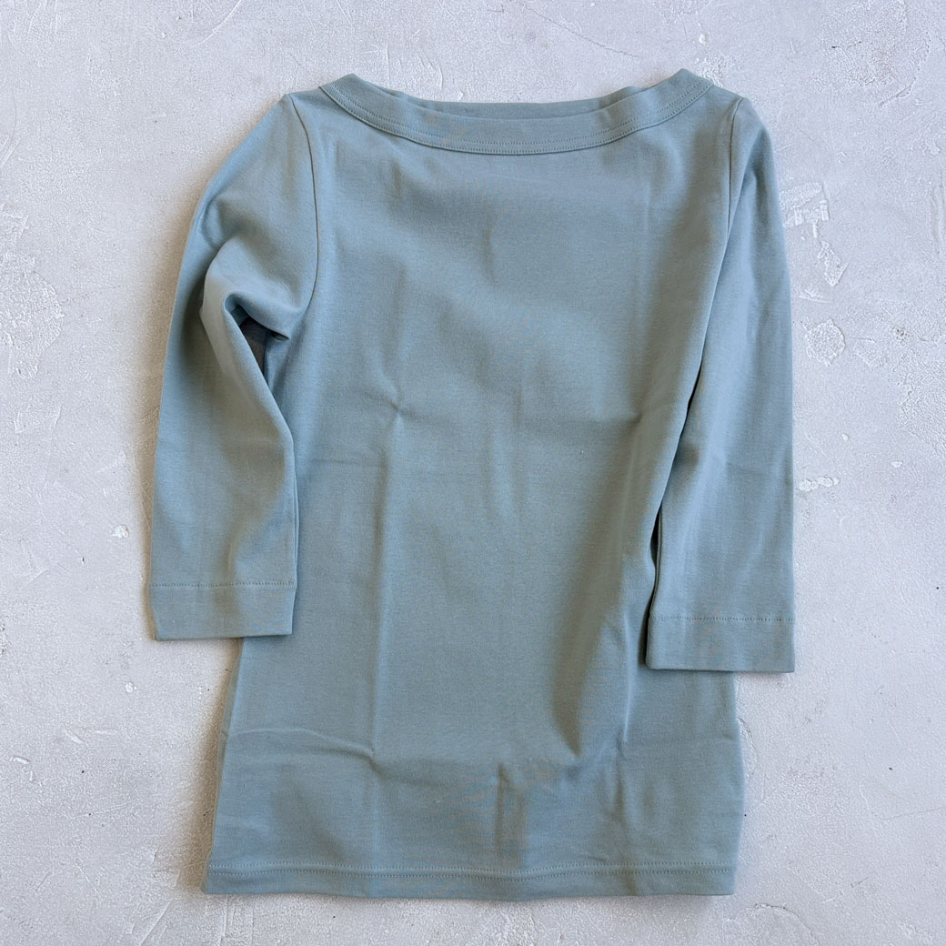 丸胴コットンフライス＿ボートネック7分袖＿Newカラー