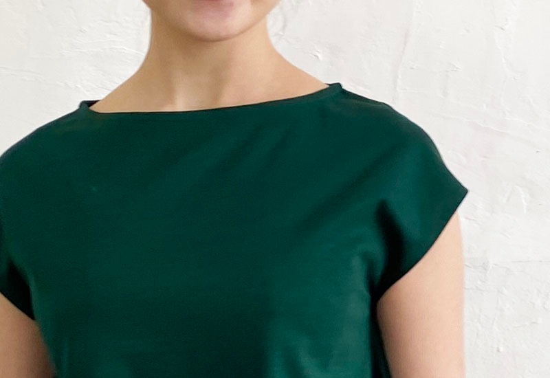 コットンポンチボートネックAラインプルオーバー