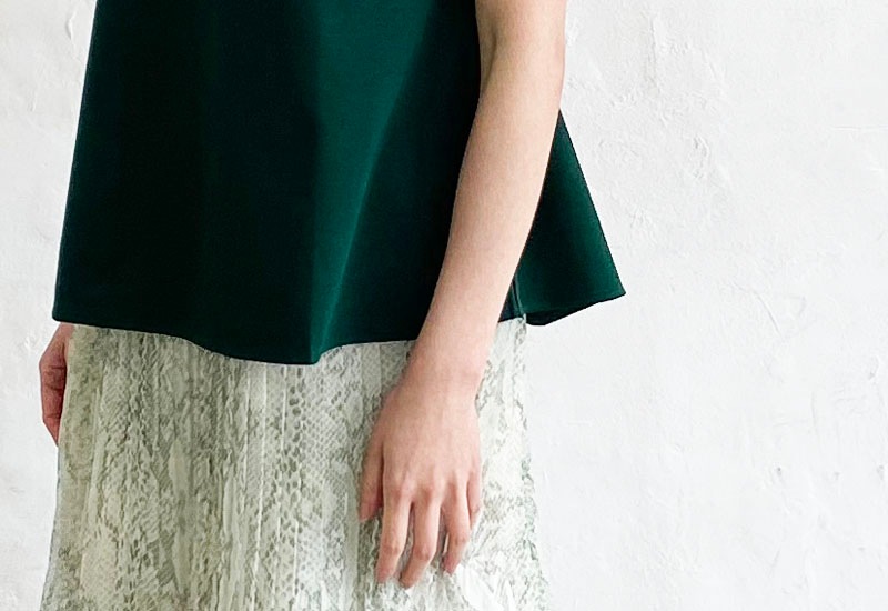 コットンポンチボートネックAラインプルオーバー