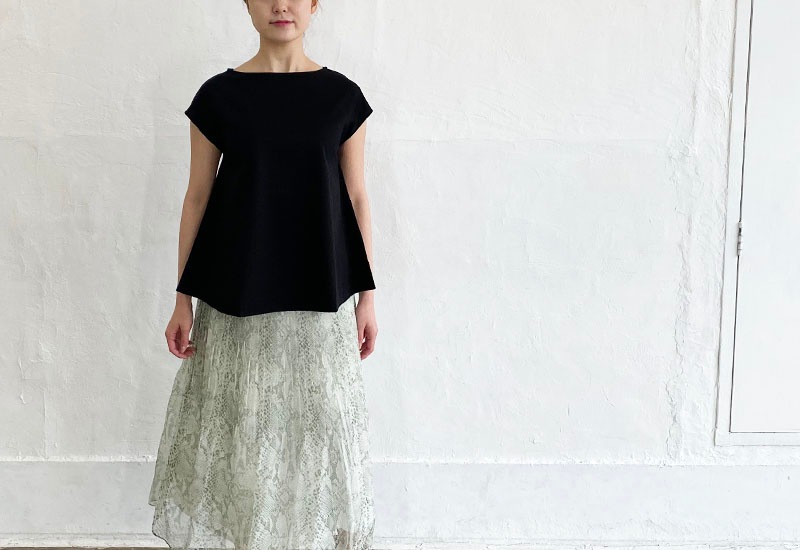 コットンポンチボートネックAラインプルオーバー