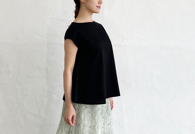 コットンポンチボートネックAラインプルオーバー