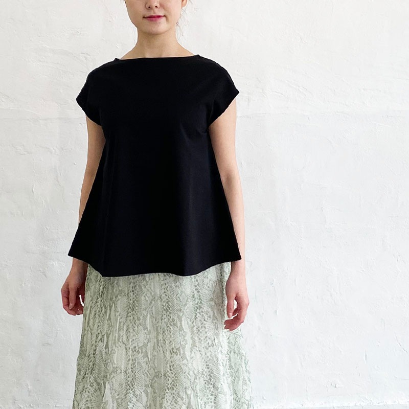 コットンポンチボートネックAラインプルオーバー