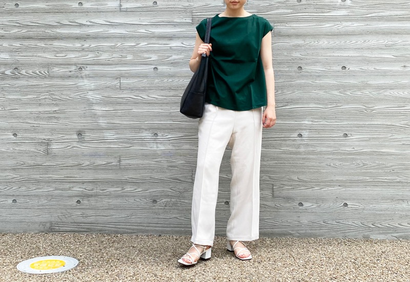 コットンポンチボートネックAラインプルオーバー