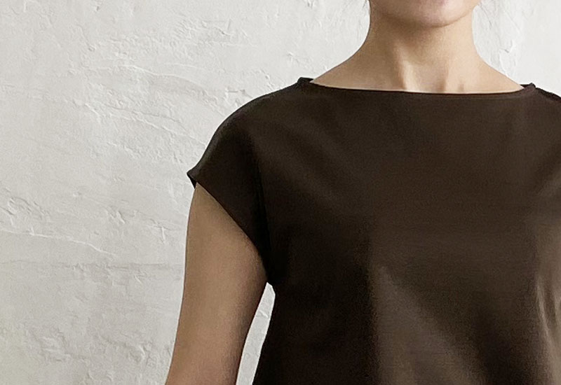 コットンポンチボートネックAラインプルオーバー